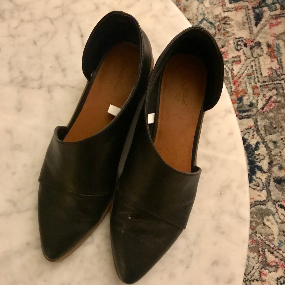 Black, madewell-style half boot-flat